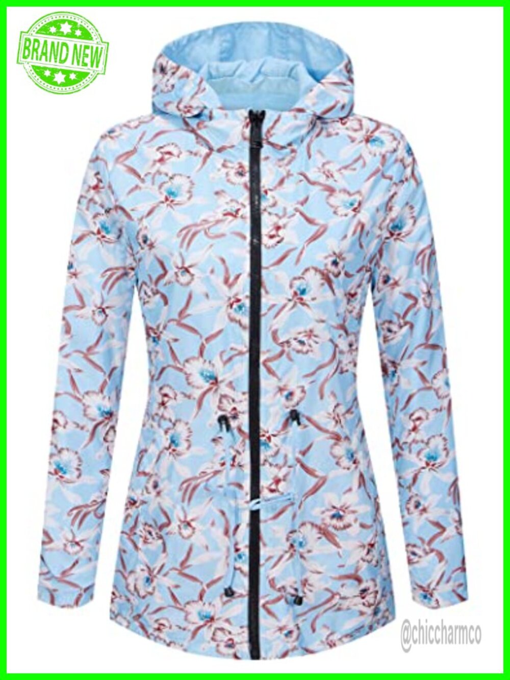 RISISSIDA Reversible Floral Hooded Casual Jacket Zip Up Lightweight